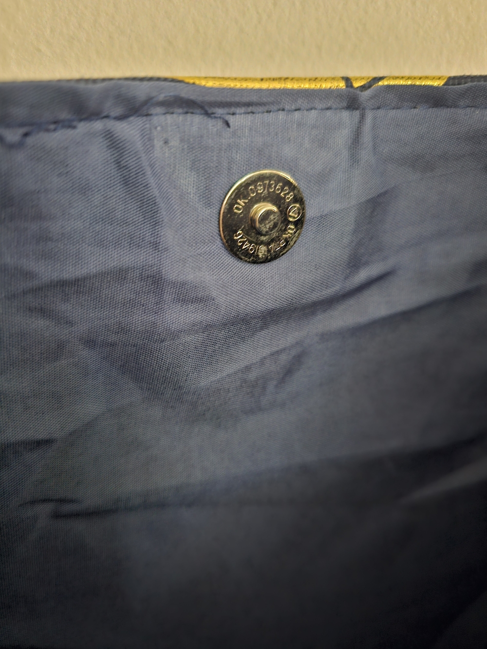 Navy Tote with Metallic Gold Leaf Print - Picture 7 of 7